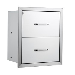 Ulkokeittiön kaksitasoinen upotettava laatikosto ruostumattomasta teräksestä 451 x 514 x 310 mm