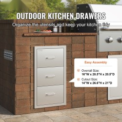 Laatikosto ruostumattomasta teräksestä kolmikerroksinen ulkokeittiöön liukukiskoilla täysin koteloitu