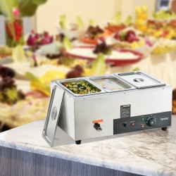 Sähköinen bain marie ruoanlämmitin ruostumattomasta teräksestä 3 kpl 8 qt ruokapataa