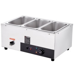 Sähköinen bain marie ruoanlämmitin ruostumattomasta teräksestä 3 kpl 8 qt ruokapataa