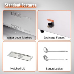 Sähköinen pöytämallinen ruokalämmitin kuusi teräskattilaa ruostumaton teräs vesikylpy buffettikäyttöön