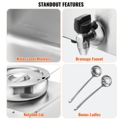 Sähköinen keittolämmitin ruostumatonta terästä kaksiosainen buffet ja ammattikeittiöön