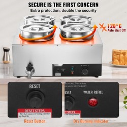 Sähköinen keittohaude ruostumatonta terästä neljä seitsemän litran astiaa noutopöytiin