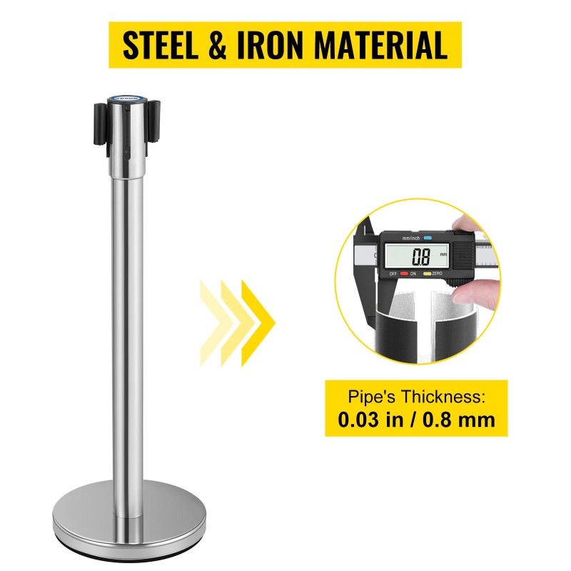 Jono-ohjainpylvässetti ruostumatonta terästä ja rautaa 2 kpl musta 2 m sisäänkelautuva nauha