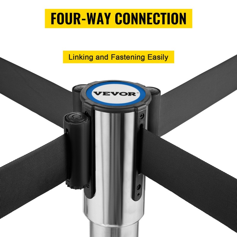 Jono-ohjainpylvässetti ruostumatonta terästä ja rautaa 2 kpl musta 2 m sisäänkelautuva nauha