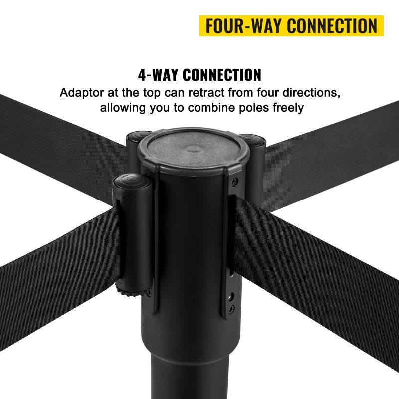 Jono-ohjaustolpat ruostumaton teräs 8 kpl 90 cm mustilla 2 m hihnoilla