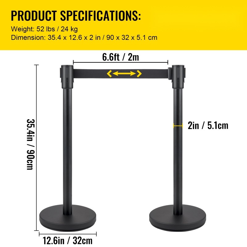 Jonotolppasetti neljä kappaletta ruostumaton teräs musta kaksi metriä pitkä hihna