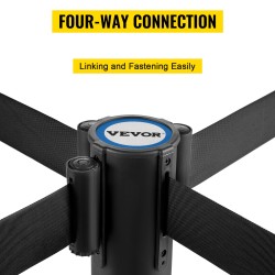 Jononohjaustolpusetti 4 kpl ruostumaton teräs ja rauta 90cm musta 2m nauha betonijalusta