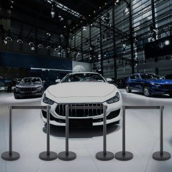 Jononohjaustolpasetti 6 kpl ruostumatonta terästä 90 cm musta 2 m nauha betonijalusta