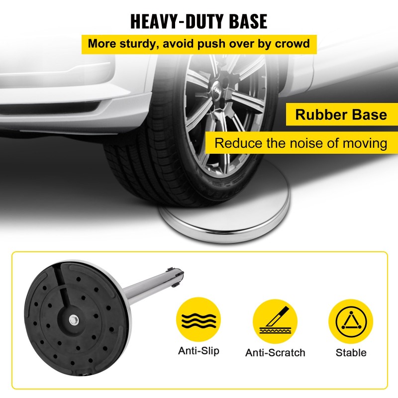 Kulunohjauspylvässetti 6 kpl ruostumaton teräs 90 cm punainen 2 m nauha
