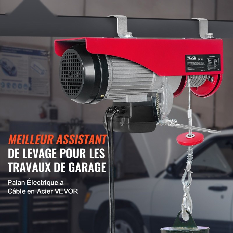 Sähköinen köysinostin 998 kg 1600W 220V puhtaan kuparin moottori 12 m teräsvaijeri