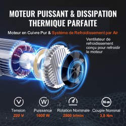Sähköinen köysinostin 998 kg 1600W 220V puhtaan kuparin moottori 12 m teräsvaijeri