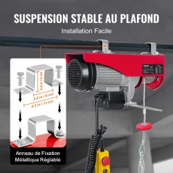 Sähköinen köysinostin 998 kg 1600W 220V puhtaan kuparin moottori 12 m teräsvaijeri