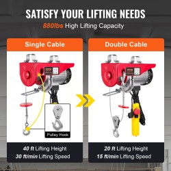 Sähköinen vaijerinostin täyskuparimoottorilla 800 kg enimmäiskuorma 230V johdollinen kaukosäädin