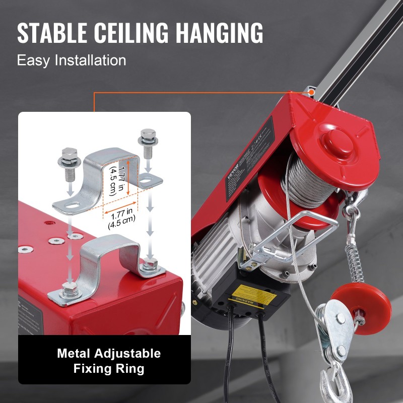 Sähköinen vaijerinostin täyskuparimoottorilla 800 kg enimmäiskuorma 230V johdollinen kaukosäädin