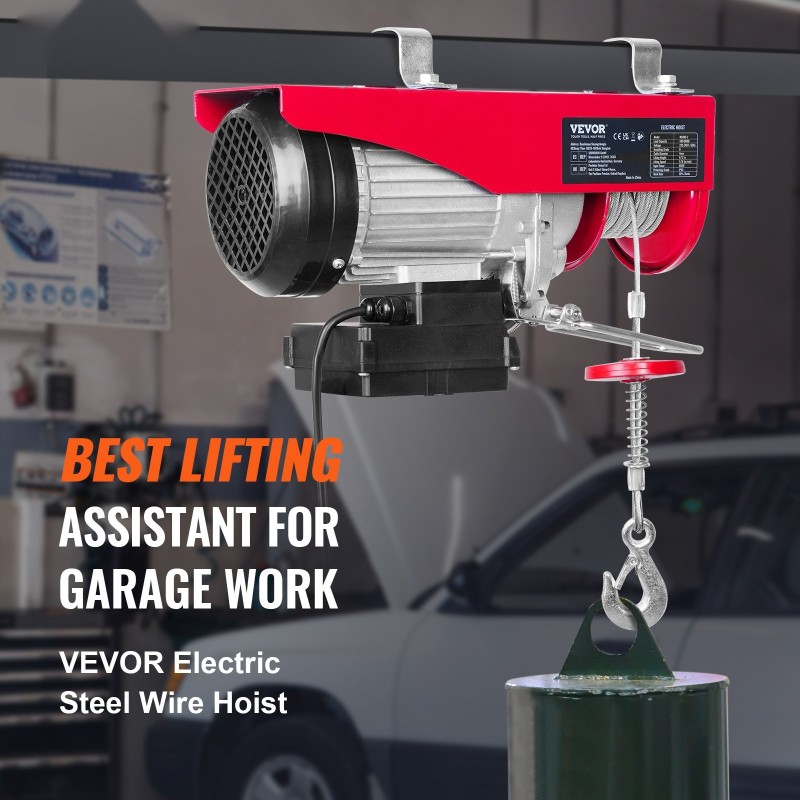 Sähkövaijeritalja 399,2 kg 12 m teräsvaijerilla 850 W 220 V langattomalla kaukosäätimellä