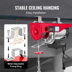 Sähkövaijeritalja 399,2 kg 12 m teräsvaijerilla 850 W 220 V langattomalla kaukosäätimellä