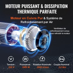 Sähkötalja 1000kg 1600W 220V 6mm 12m punottu teräsvaijeri langaton kaukosäädin