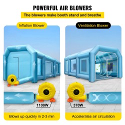 Täytettävä maalausteltta 9 x 6 x 4 m Oxford-kangas täyttö- ja ilmanvaihtopuhaltimilla