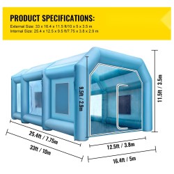 Puhallettava maalausteltta 210D oxford-kangas PVC 10x5x3,5 m mukana 2 puhallinta