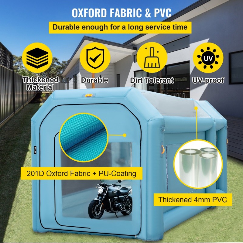 Täytettävä maalausteltta 210D oxford-kangas ja PVC 4x2.5x2.5 m kaksi puhallinta
