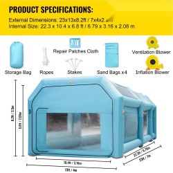 Täytettävä maalausteltta 210D Oxford-kangas PVC koko 7 x 4 x 2,5 m