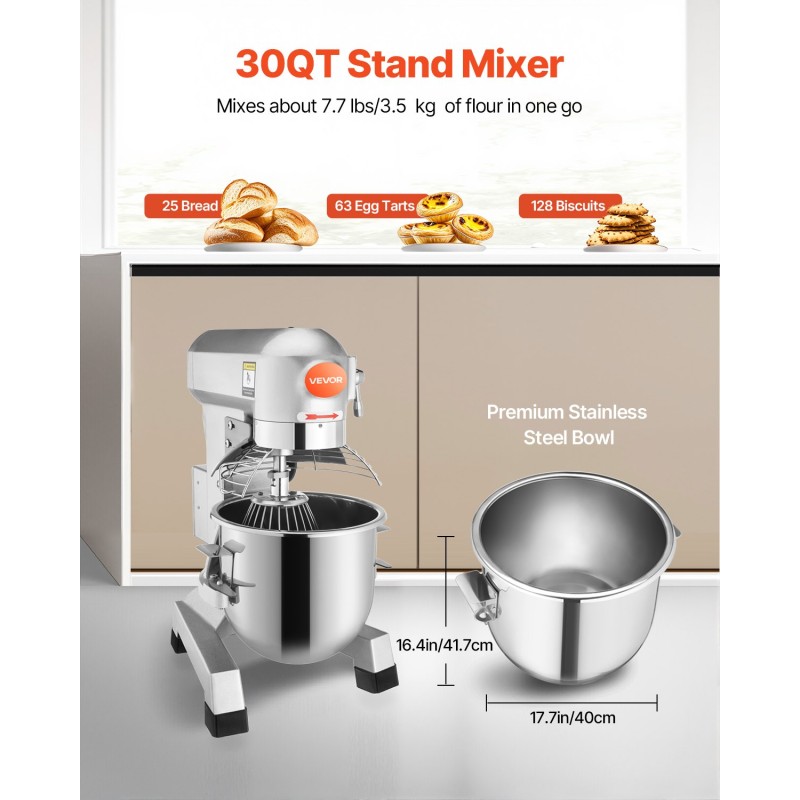 Pöytämallinen taikinakone ruostumatonta terästä 3,5 kg 1100W ammattikeittiöön