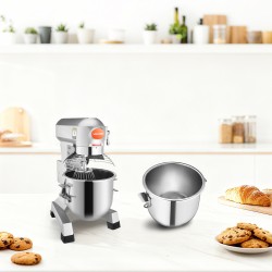 Taikinakone 10 Qt ruostumattomasta teräksestä 450W 3 nopeutta ammattikeittiöön