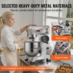 Ammattilaisen elintarvikemikseri 18,7 litran ruostumattomasta teräksestä valmistettu kulho 1100 wattia 3 nopeutta