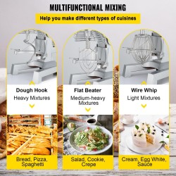 Teollinen yleiskone 15 Qt kulho 600 W ruostumattomilla osilla 3 nopeutta