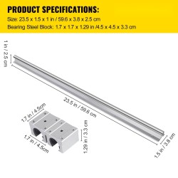 Lineaarikiskosarja teräs 600 mm 2 kpl kiskoja 4 kpl liukupalikkaa automaatioon