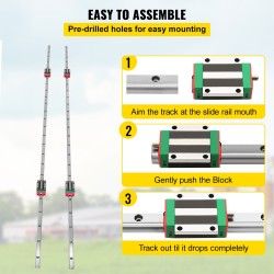 Lineaarikiskosarja teräs 1500 mm 2 kiskoa 4 vaunublokkia jyrsimiin