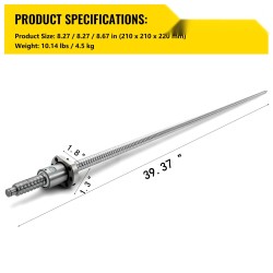 Esijännitetty kuularuuvisarja teräs ja alumiiniseos 16 mm 5 mm nousu 1000 mm