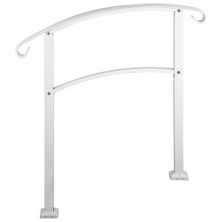 Ulkokaide taotusta raudasta kolmen askeleen säädettävä mattavalkoinen asennussarja