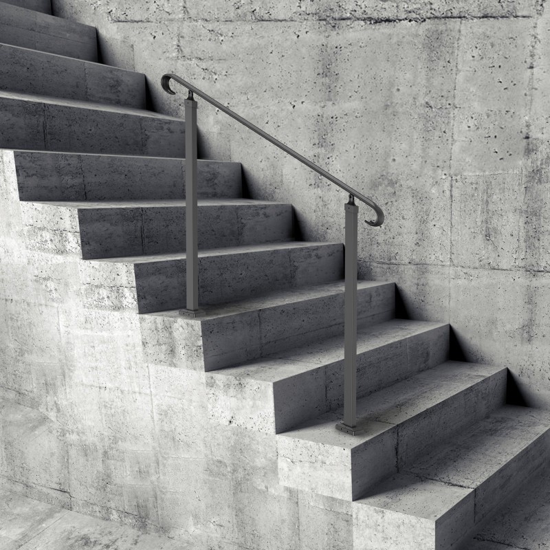 Taottu rautakaide ulkokäyttöön sopii 2–3 askelmalle musta säädettävä korkeus ja kulma