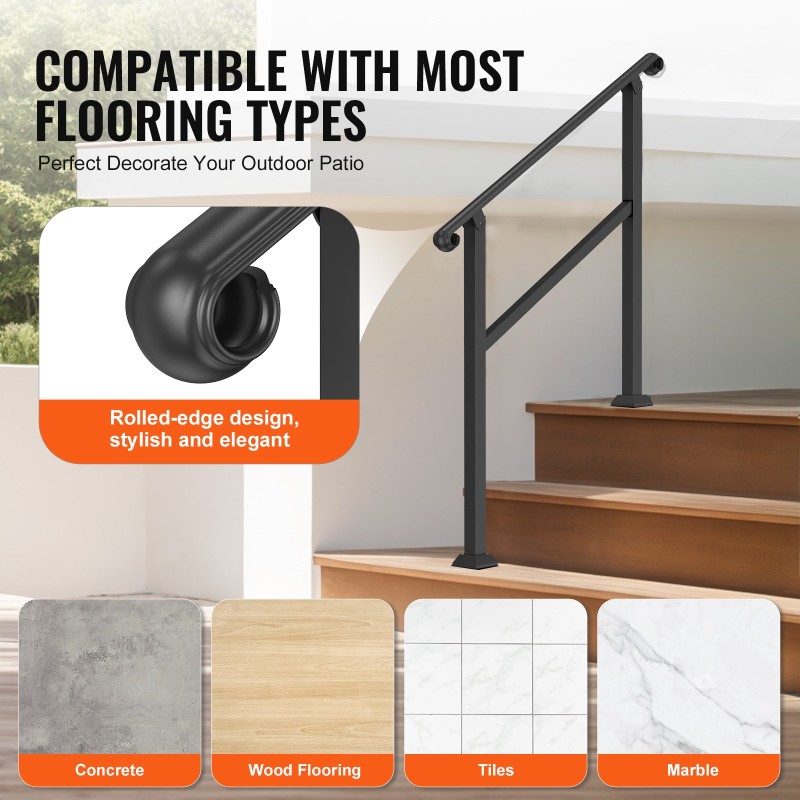 Hiiliteräskaide 2–3 portaisiin ulkokäyttöön ja sisäkäyttöön 1016 mm säädettävä kulma 0–35 astetta