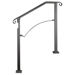 Portaankaide taottua rautaa jauhemaalattu musta ulkokäyttöön 2 tai 3 askelmalle