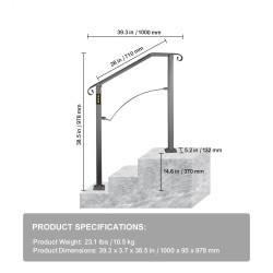 Portaankaide taottua rautaa jauhemaalattu musta ulkokäyttöön 2 tai 3 askelmalle
