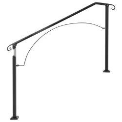 Ulkoportaiden kaide taotusta raudasta säädettävä 3 tai 4 askelmalle musta