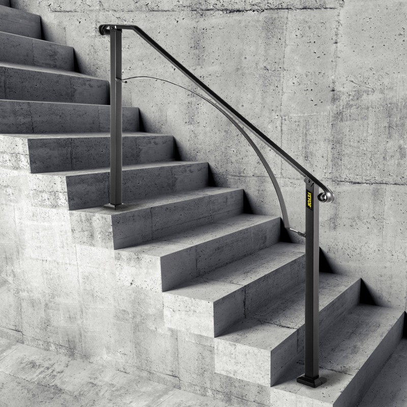 Taottu rautakaide ulkoportaisiin musta sopii 4–5 portaalle säädettävä