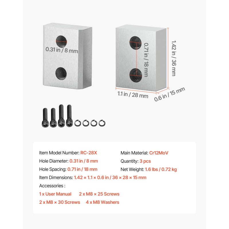 Vaihtoleukaterät 3 paria 28 mm raudoitusleikkuriin Cr12MoV-korkeakovuusteräs kaksipuoliset asennussarja mukana