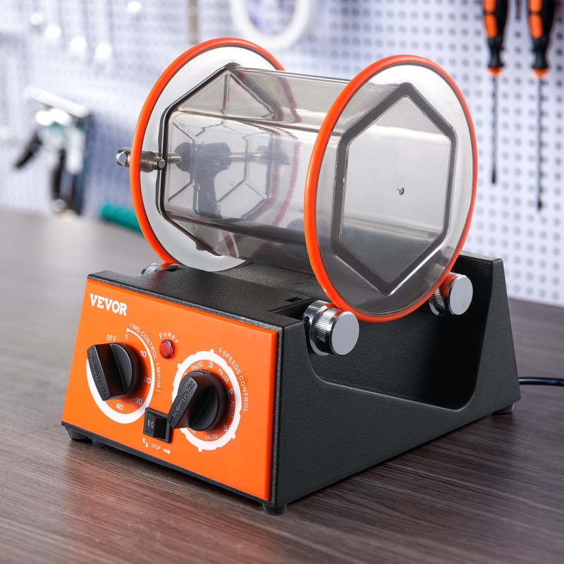 Pyörivä rumpukiillotuskone 3 kg rummulla koruille kiville ja pienosille