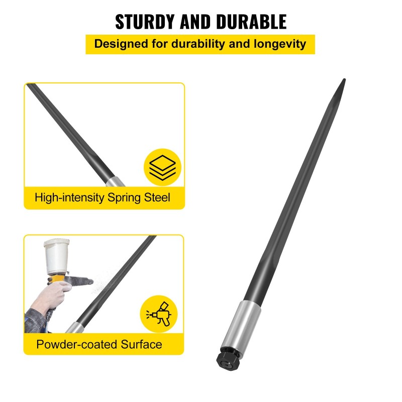 Heinäspeari jousiterästä 99 cm piikki kantavuus 1633 kg musta traktoreihin