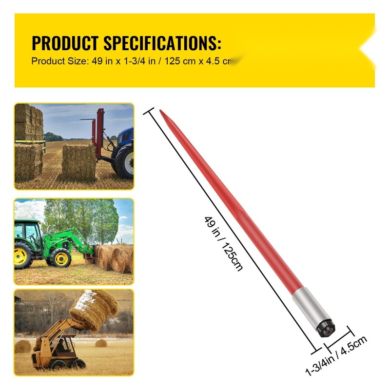 Paalipiikki jousiterästä 125 cm 4,5 cm halkaisija 2041 kg kantavuus