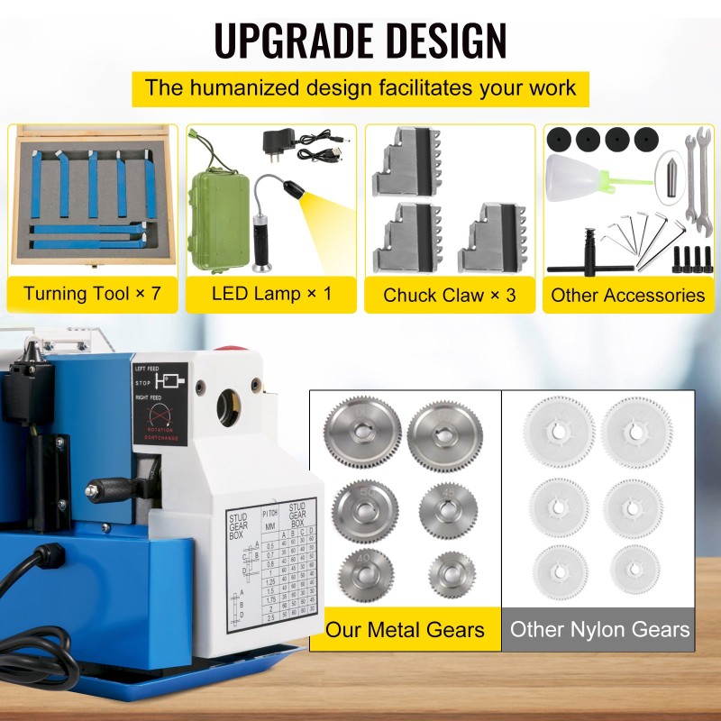 Pöytämallinen metallisorvi 180 mm kärkikorkeus 350 mm kärkiväli 550W digitaalinen näyttö
