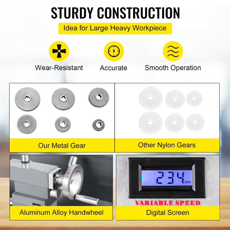 Metallisorvi 750 wattia harjaton moottori 50–3000 kierrosta minuutissa kärkiväli 600 mm