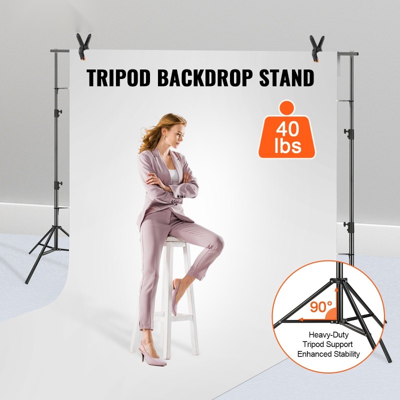 Taustateline metallinen kaksoisjalustatuki säädettävä korkeus ja leveys kuusi puristinta kuljetuslaukku