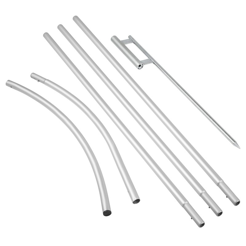 Mainoslipputankosetti 10 kpl höyhenlippuja eloksoitu alumiini 4,3 m maapiikeillä