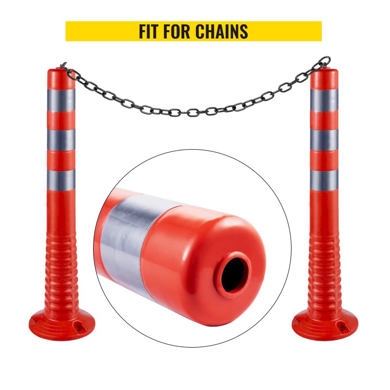 Liikenteen ohjaustolpat PU-materiaalia 6 kpl 75 cm oranssit heijastinauhoilla