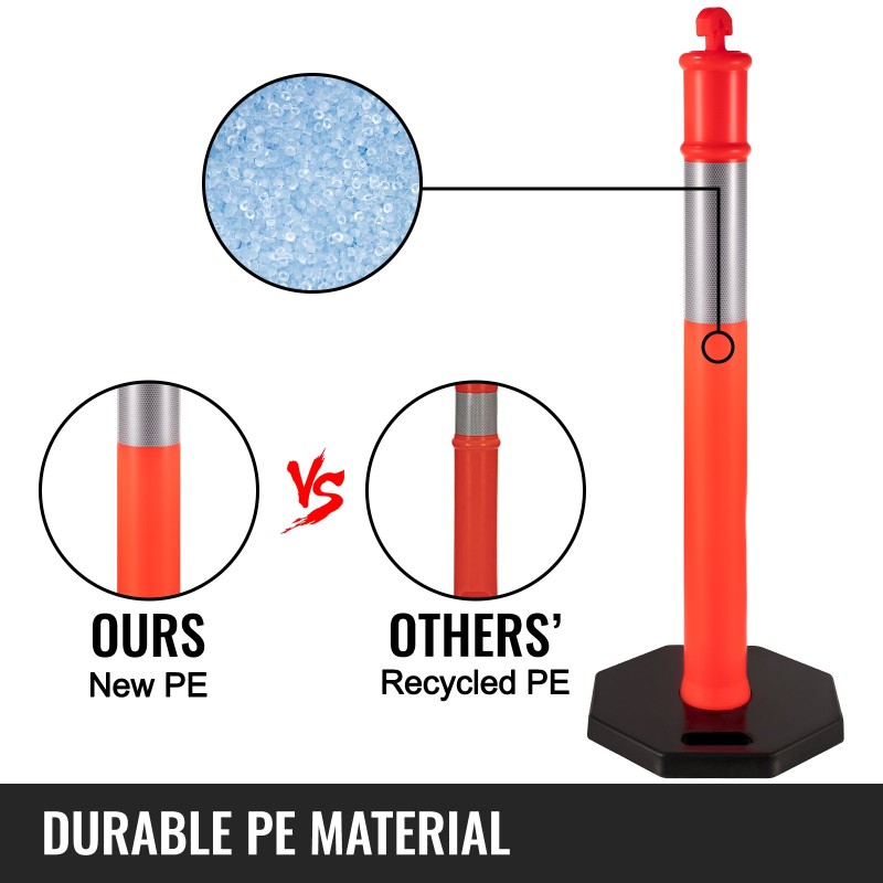 Liikenteen ohjauspuomit polyeteeni 110 cm 3 kpl oranssi 25 cm heijastusvyö